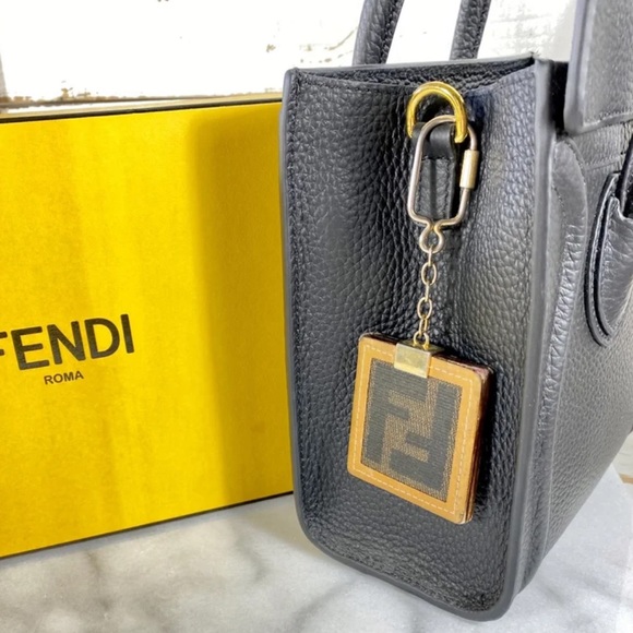 |SOLD| Fendi FF Logo Striped Pequin Bag Charm - Picture 7 of 8
